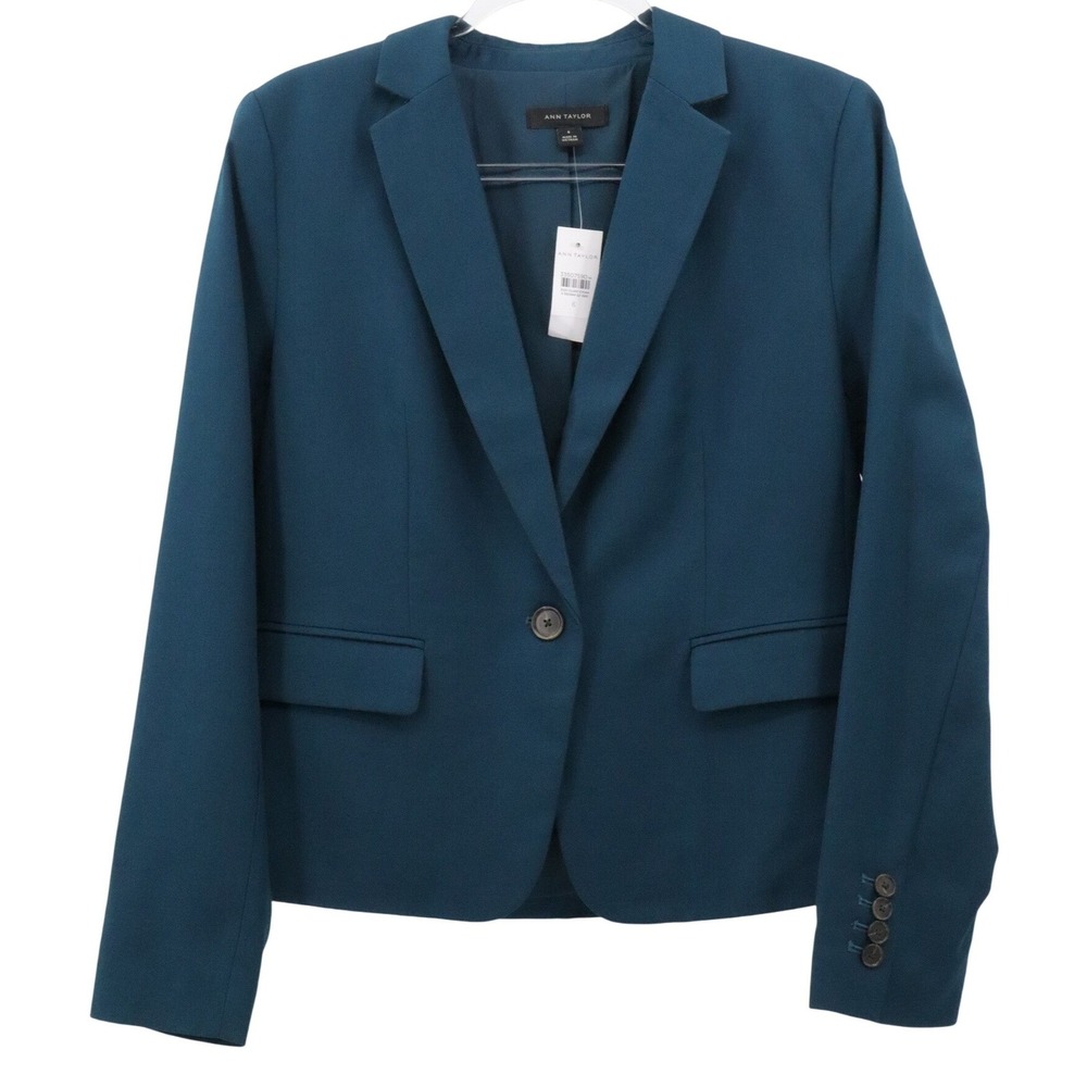 Work Professional Single Button Teal Blazer Ann T… - image 2